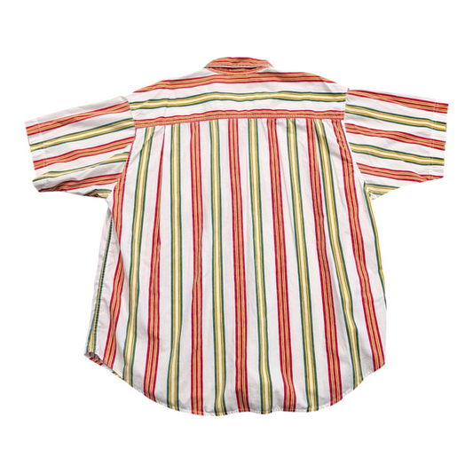 90's Vertical Striped Button Up Short Sleeve Shirt