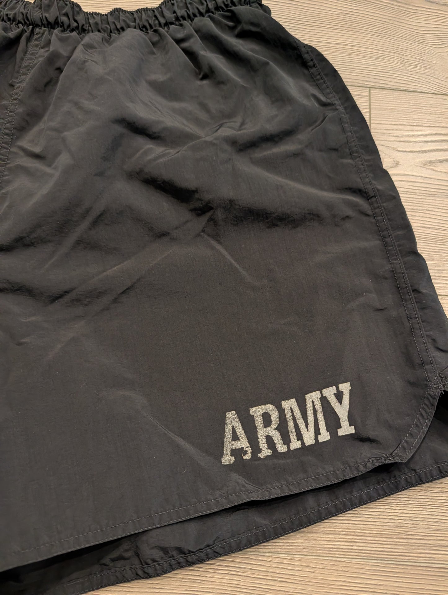 Military Army Black Nylon Work Out Shorts