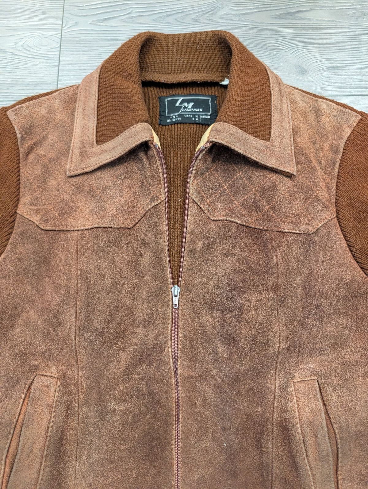 70s Leather Knit Sweater Jacket