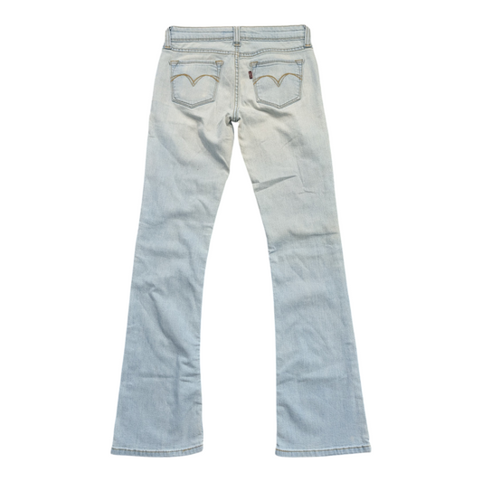 90's Women's Levi's Light Colored Stone Washed Slim Super Low-Rise Boot Cut Jeans