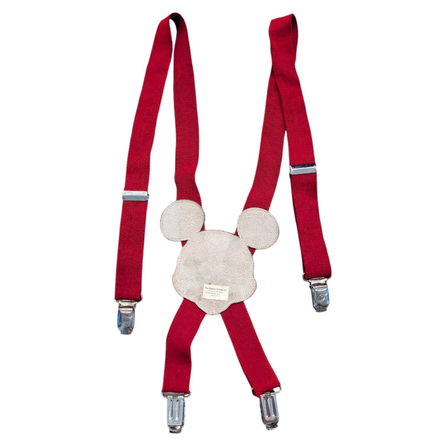 80s Youth Leather Mickey Mouse Face Suspenders