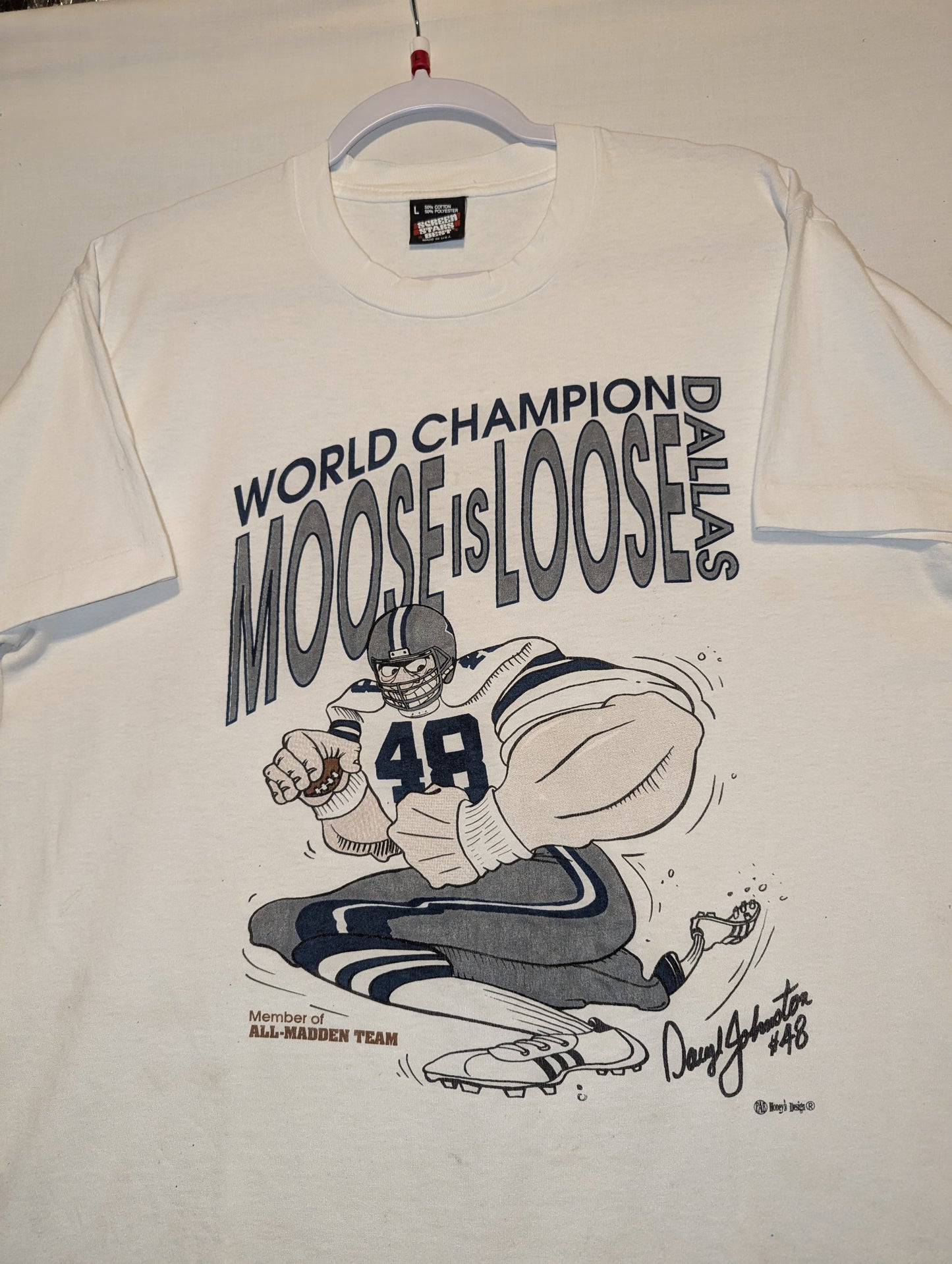 90s Daryl Johnston The Moose is Loose Cowboys t shirt