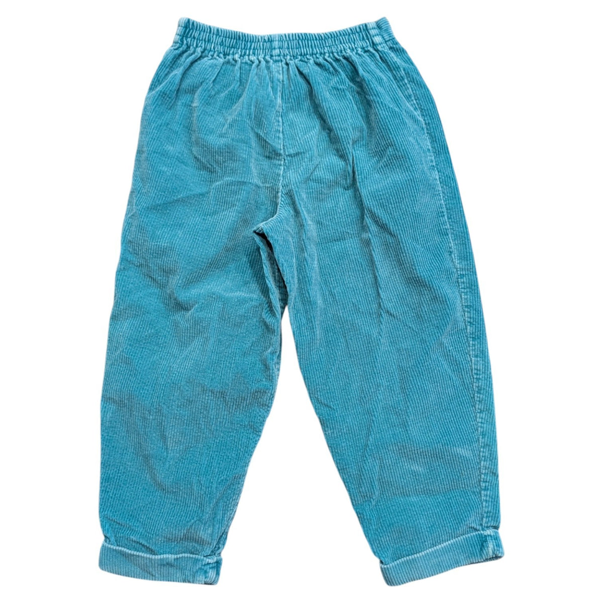 90s Youth Solid Teal Green Corduroy Pleated and Cuffed Pants