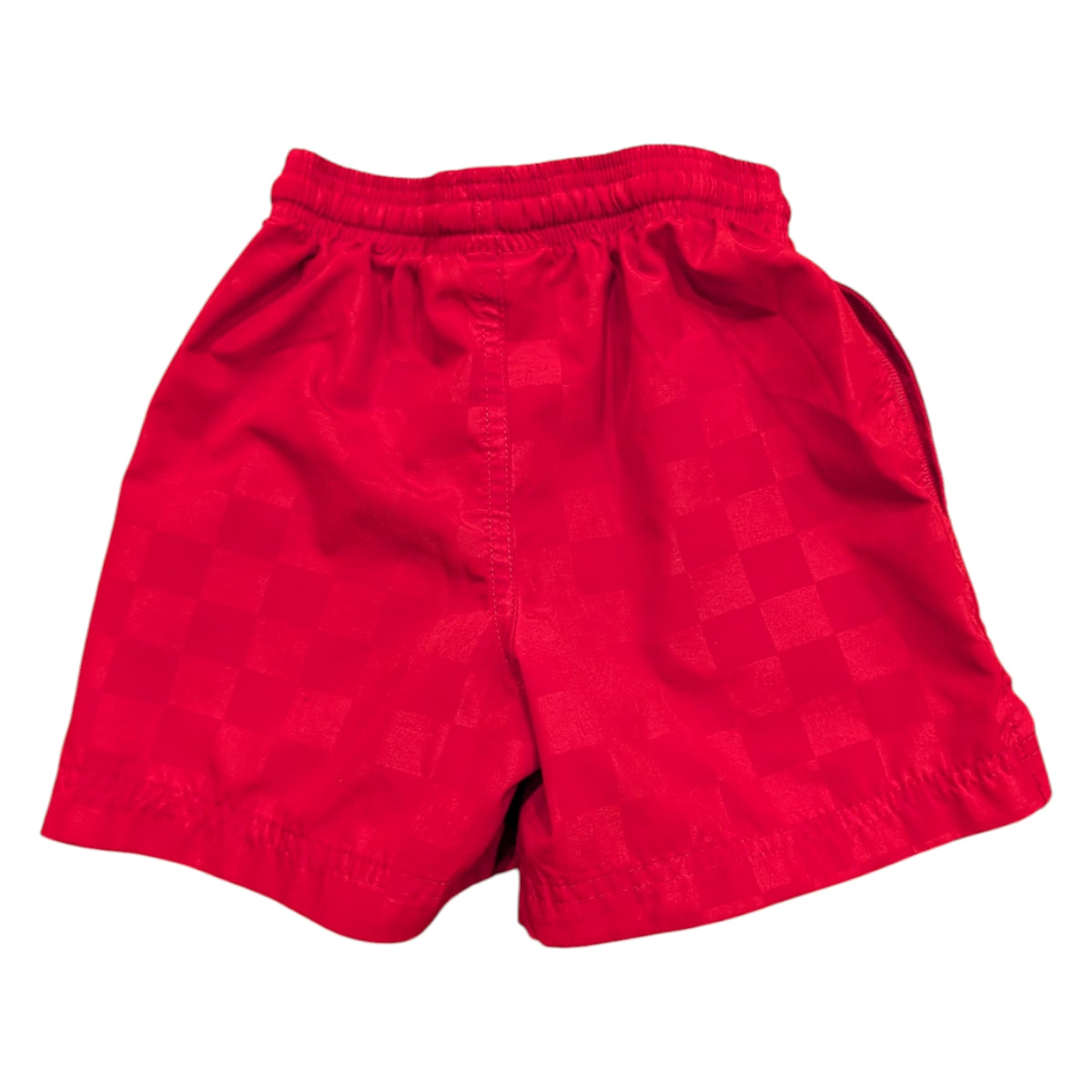 Youth Red Checkered Athletic Drawstring Shorts