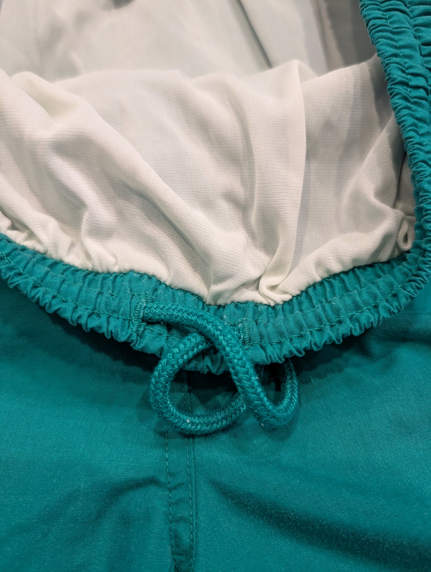 '90s Green and White Longer Athletic Shorts