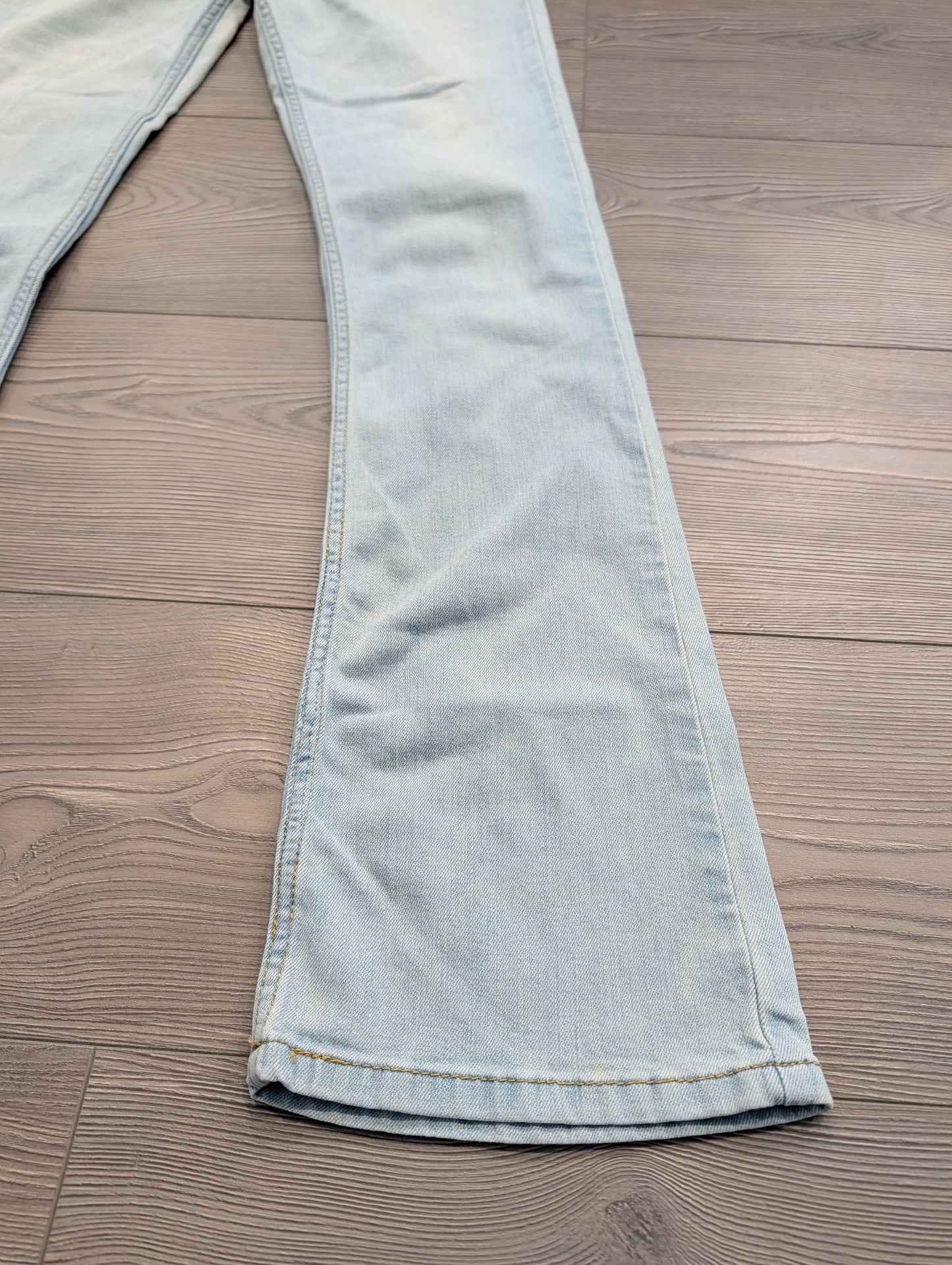 90's Women's Levi's Light Colored Stone Washed Slim Super Low-Rise Boot Cut Jeans