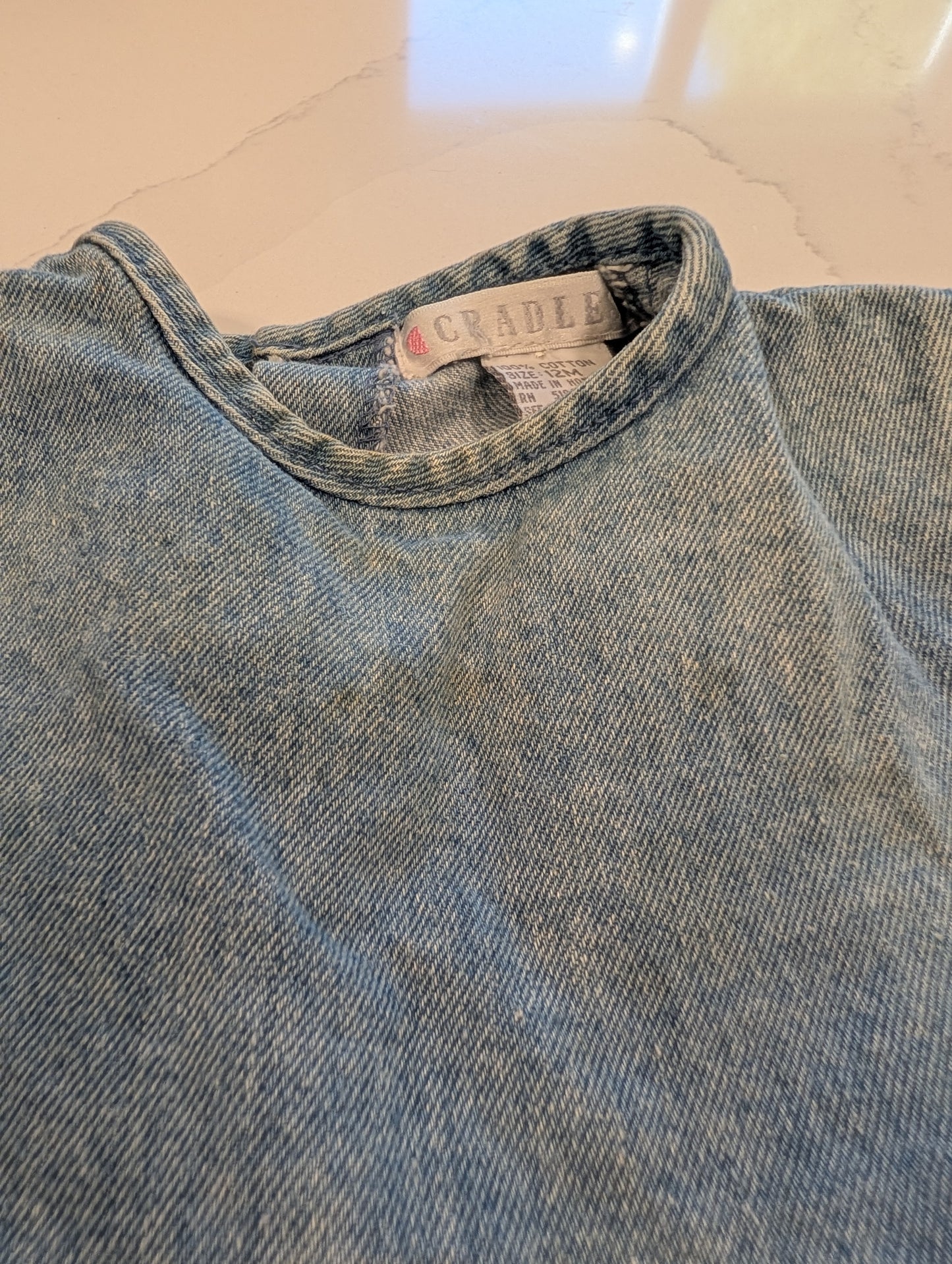 90s Youth Flowery Denim BabyDoll Dress