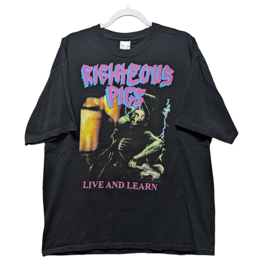 Mid 2000's Righteous Pigs Live and Learn Metal T shirt