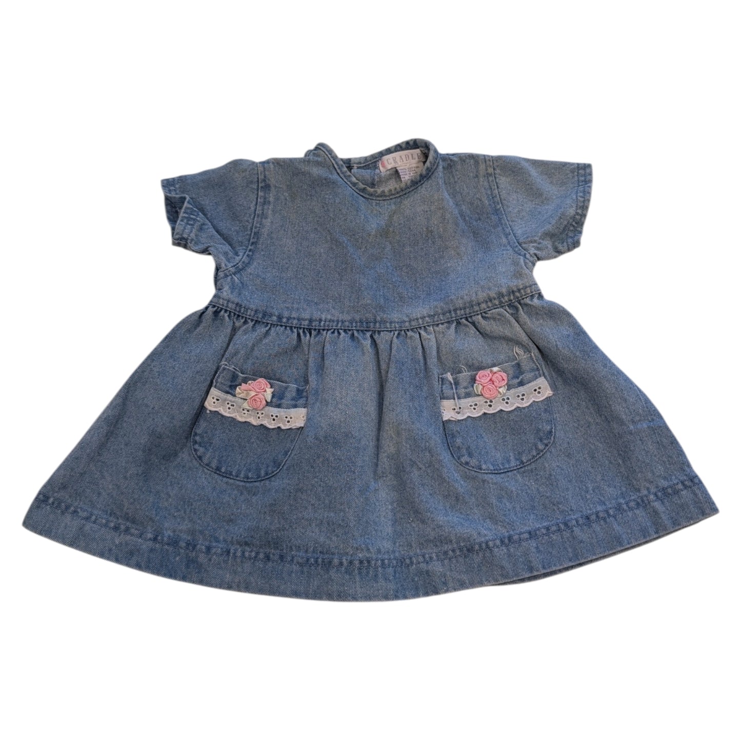 90s Youth Flowery Denim BabyDoll Dress