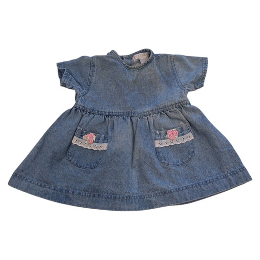 90s Youth Flowery Denim BabyDoll Dress
