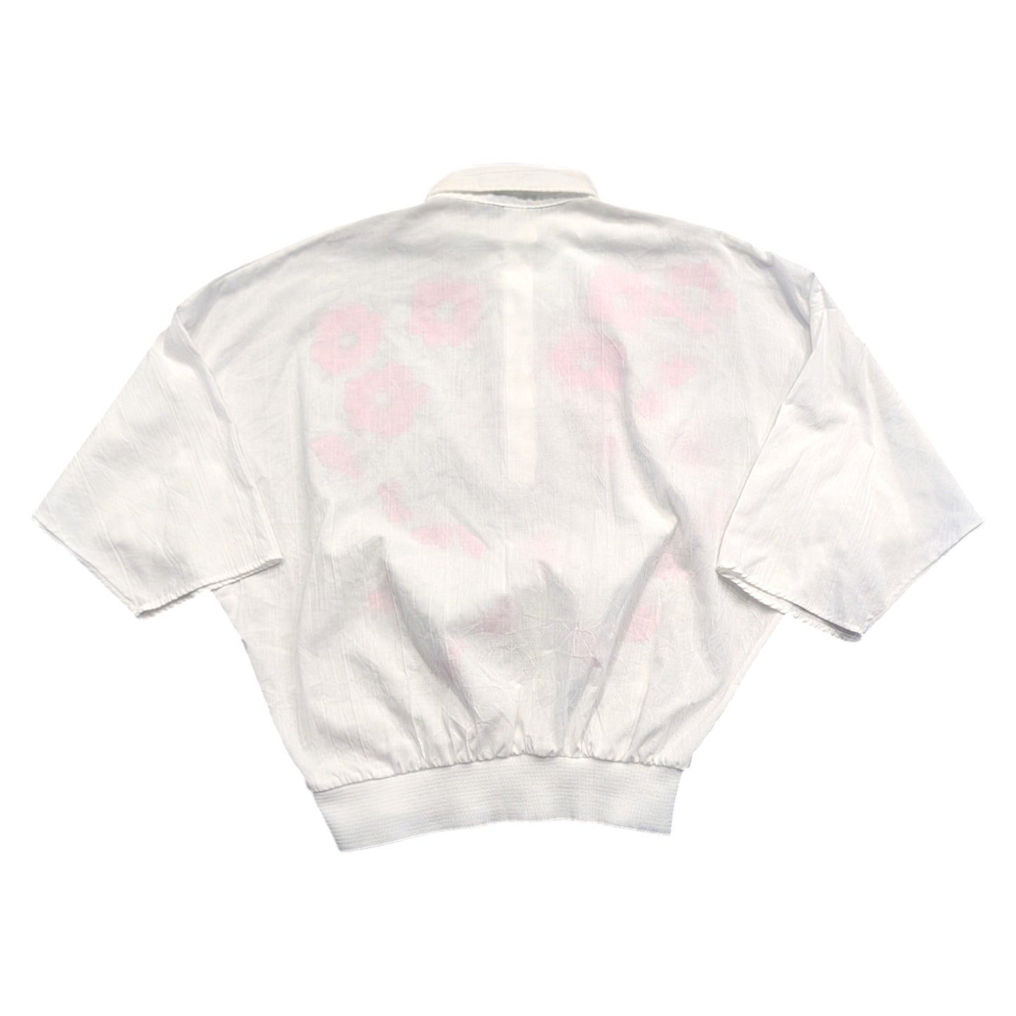 80s Women's Bright Pink Flower Sparkly Pullover Shirt
