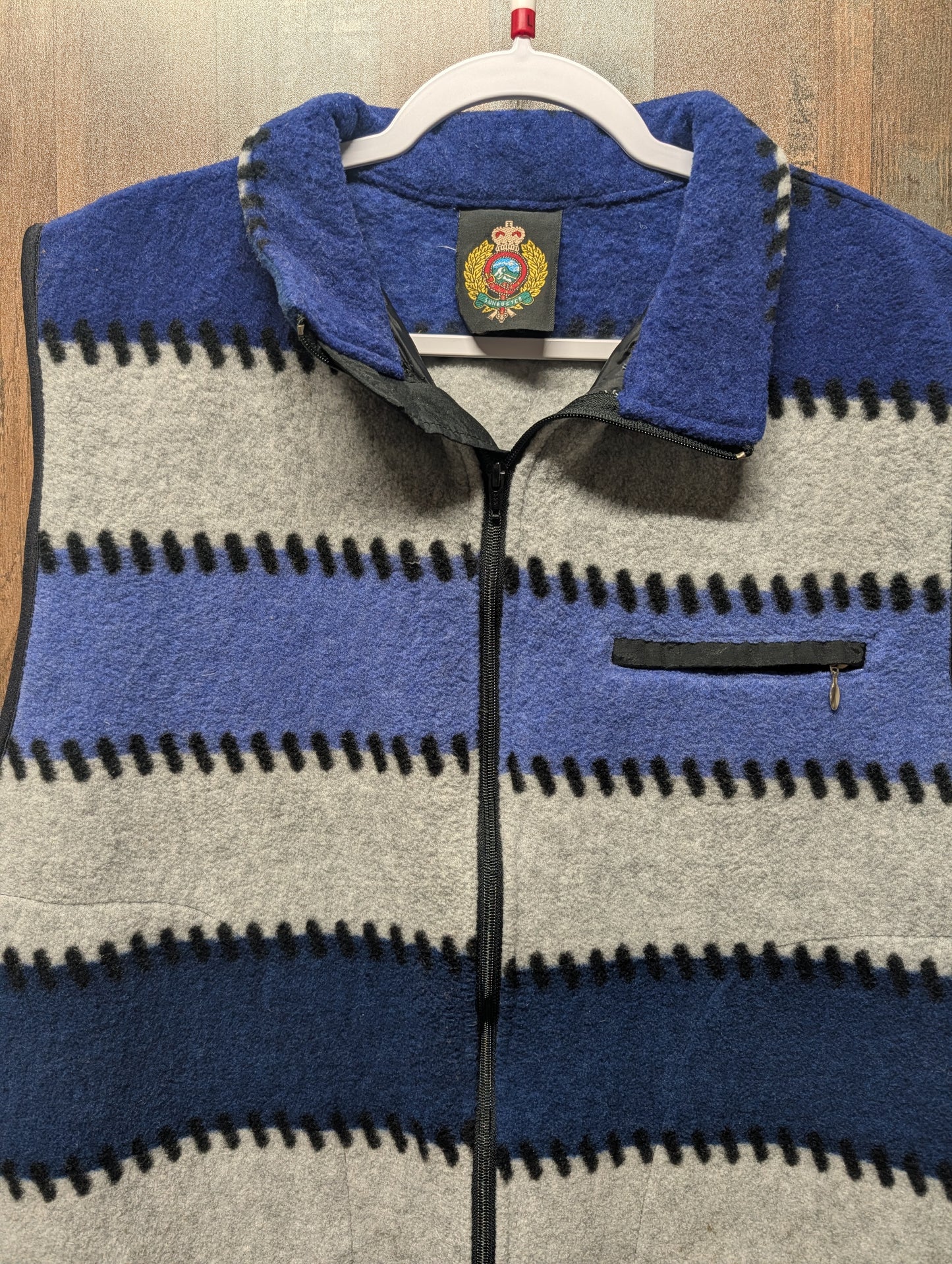 90s Sunbuster Abstract Pattern Fleece Zip Up Vest