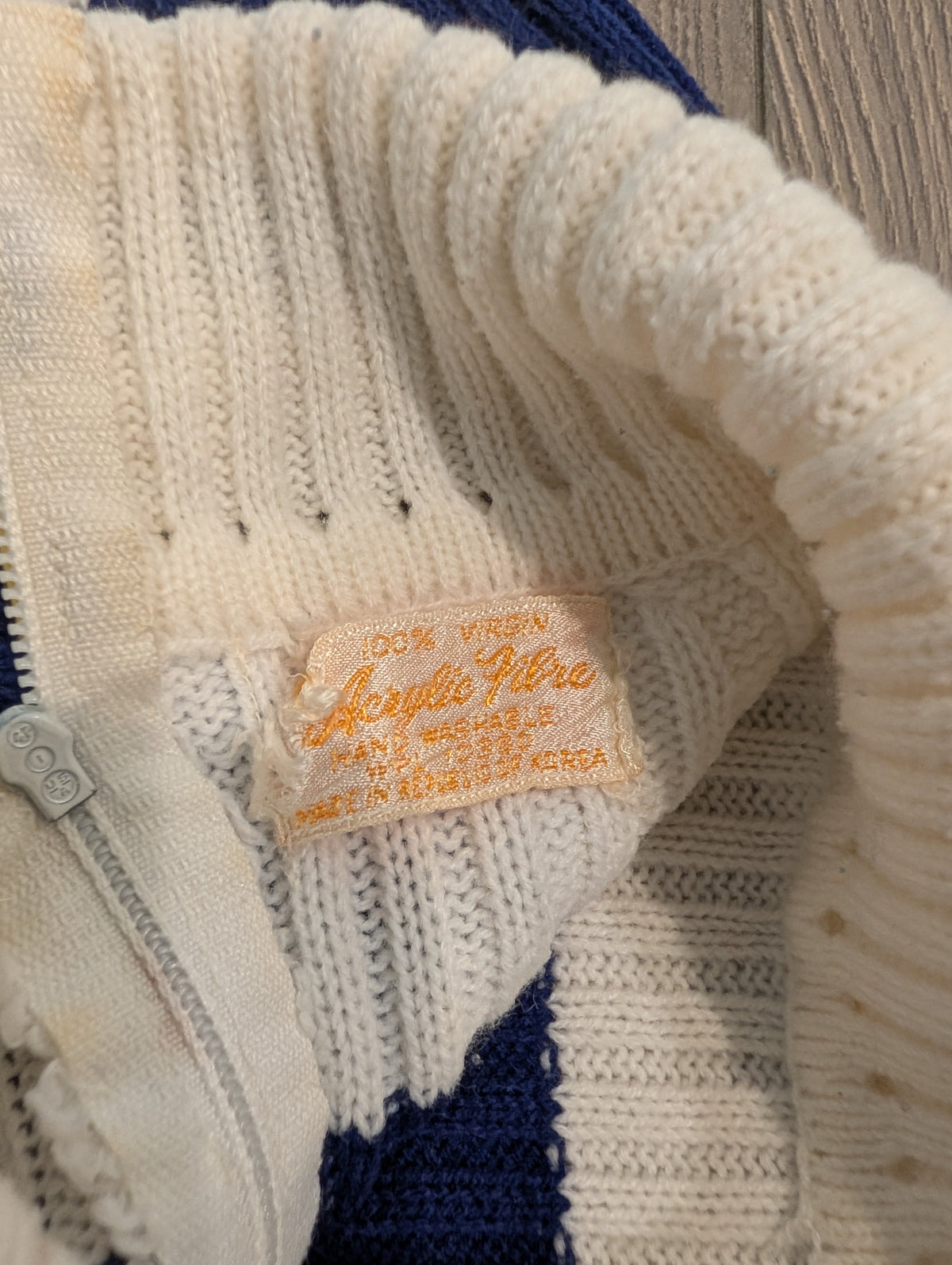 70s Striped Quarter-Zip Acrylic Knit Sweater