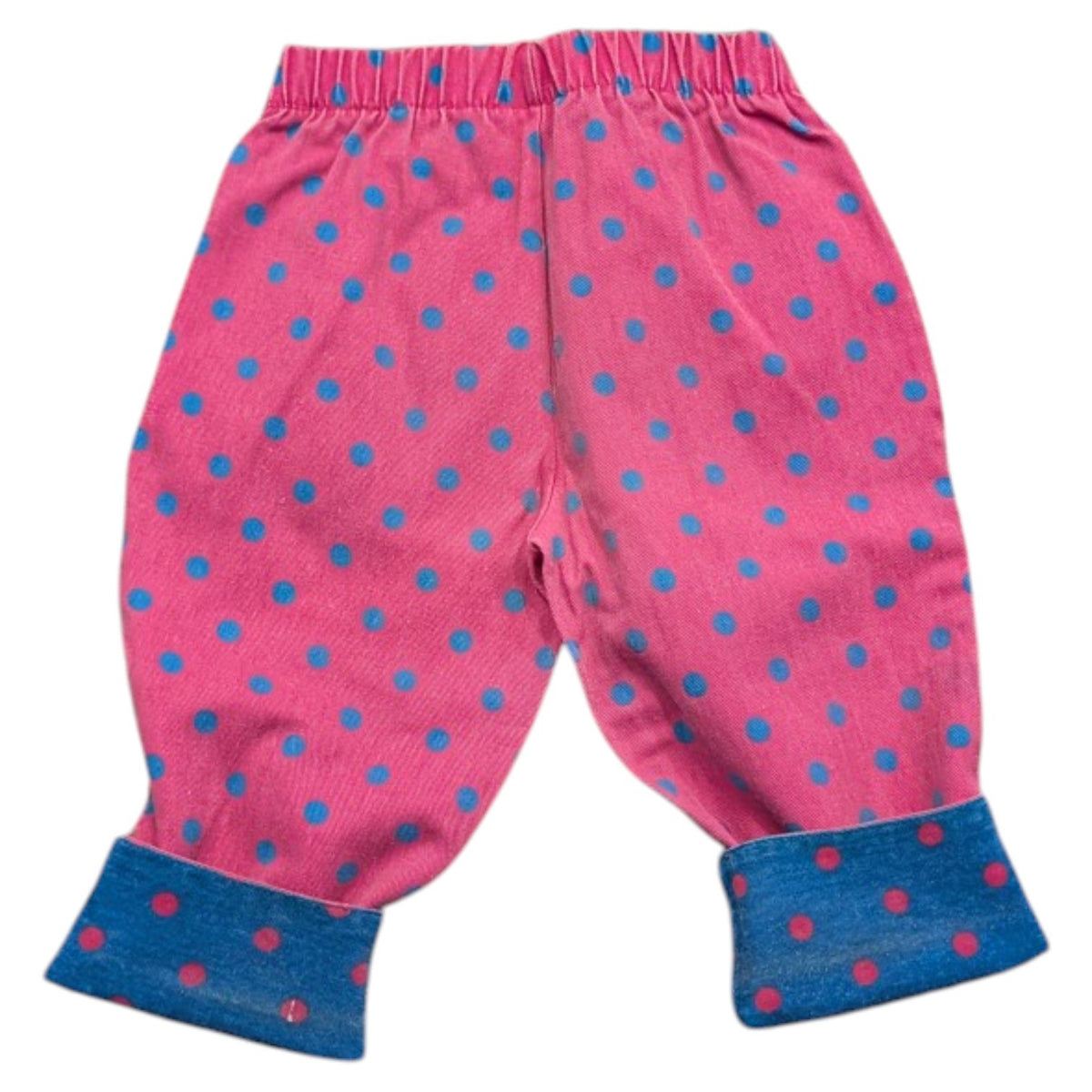 80s/90s Youth Pink with Blue Polka-Dot Cuffed Pull-on Pants