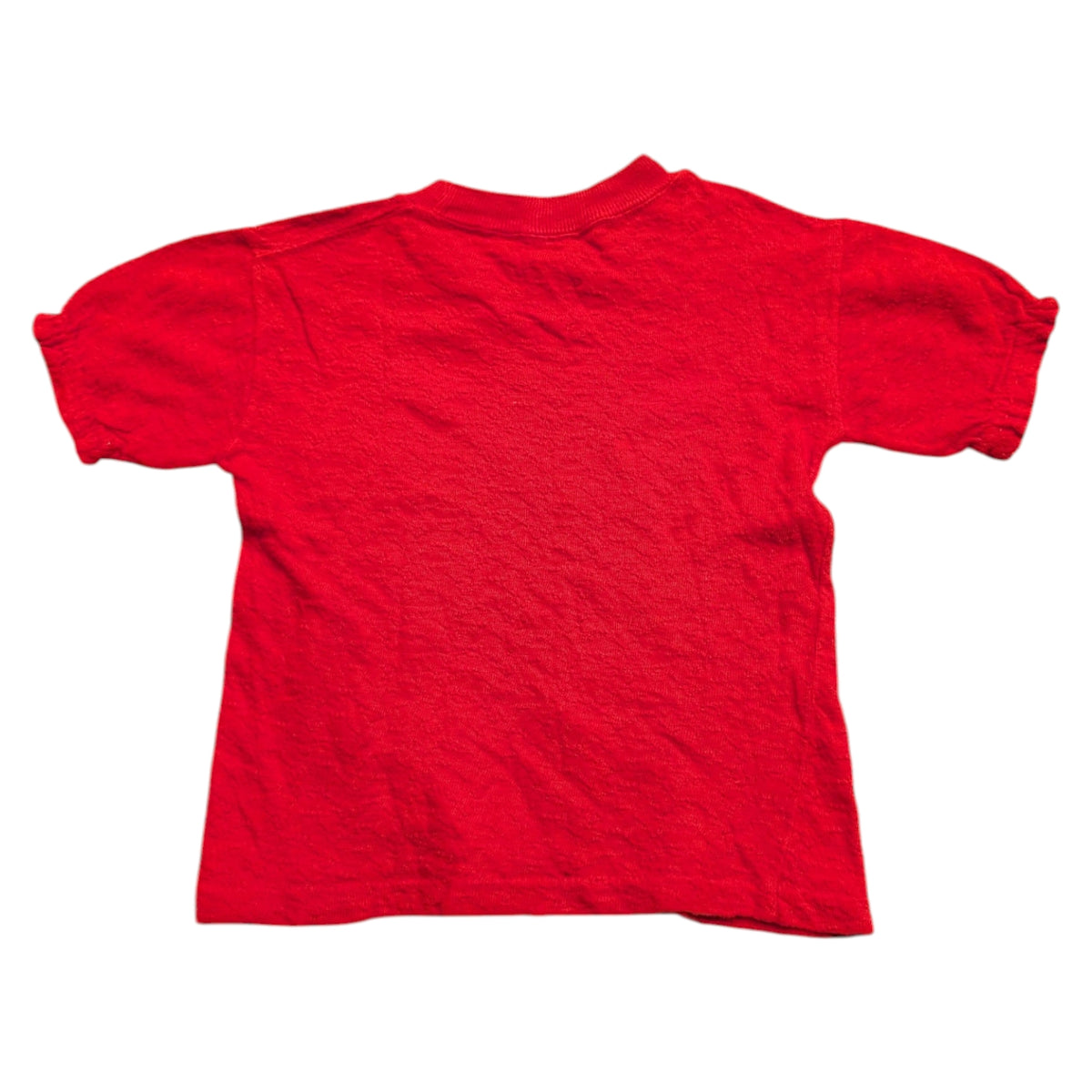 60s/70s Youth Solid Red Textured Short Sleeve T Shirt
