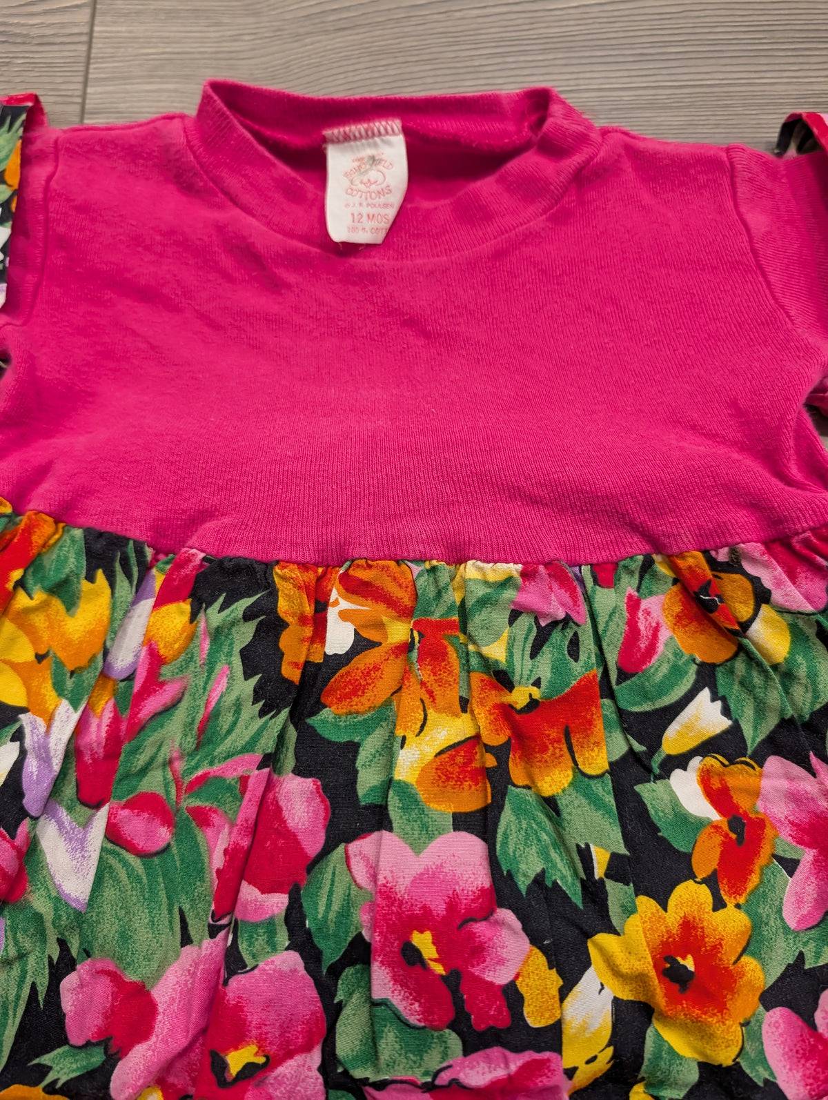 80s /90s Youth Baby Hot Pink Floral Trim Bubble Romper