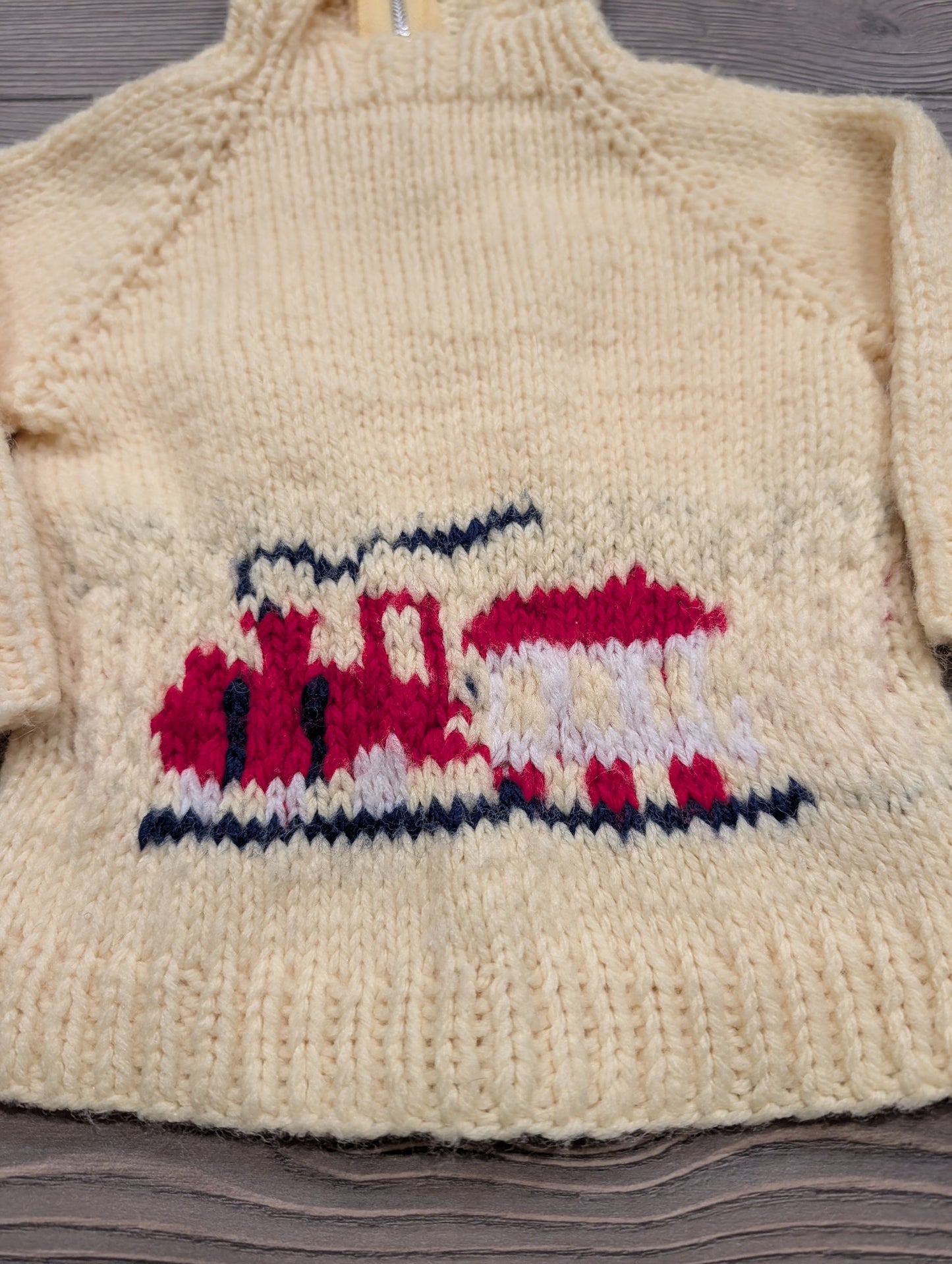 70s Youth Train Knit Hoodie Sweater
