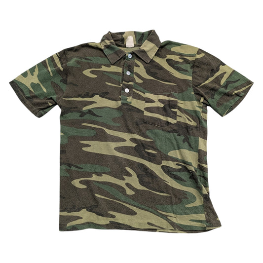 90s Youth AOP Camouflage Polo Pocket T shirt