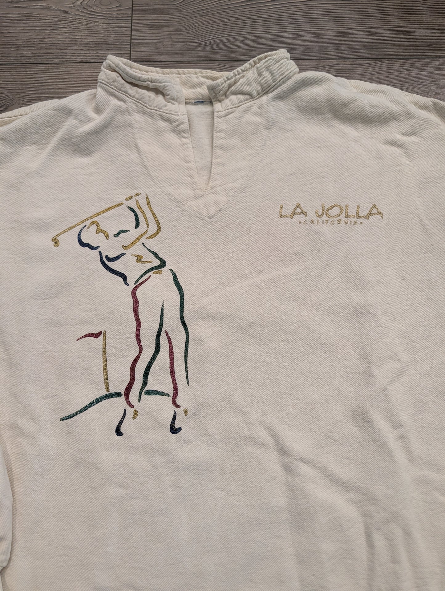 90s La Jolla California Golf Canvas Long-sleeve Pullover Top