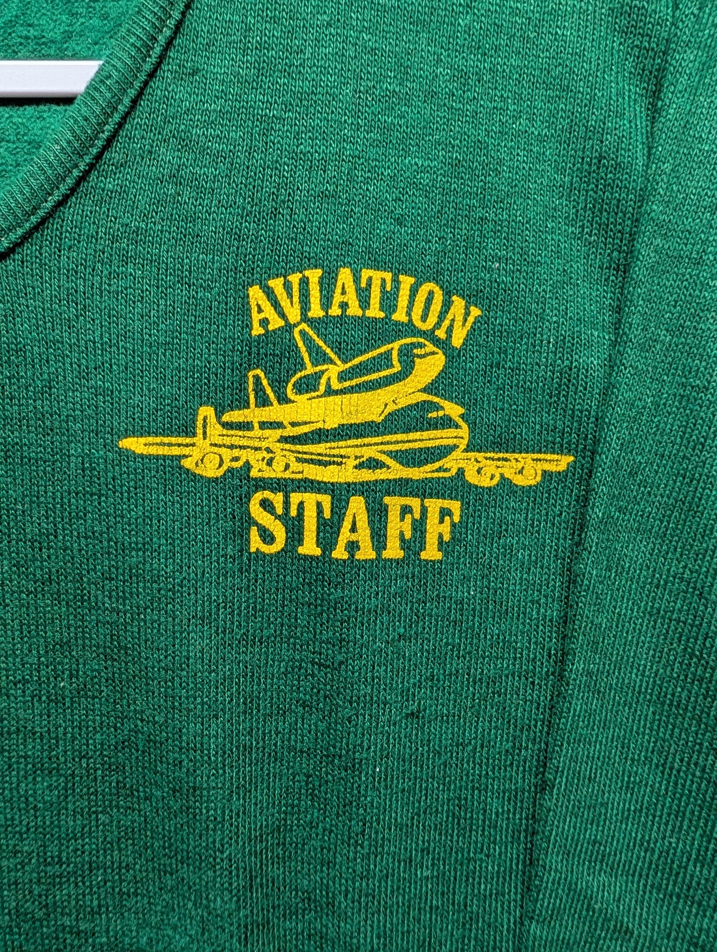 70s Aviation High School Staff V Neck Sweater