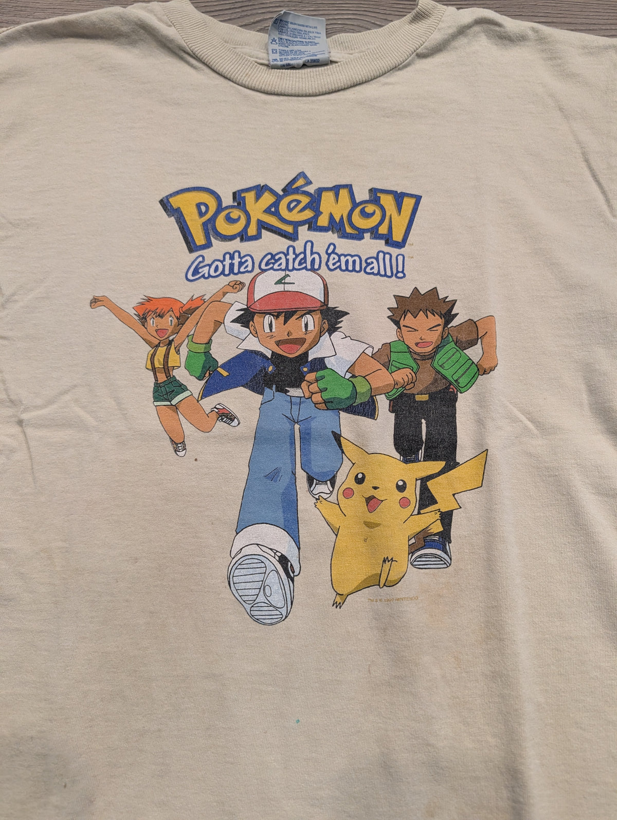1999 Youth Pokémon Gotta Catch'em all!  with Ash Brock Misty and Pikachu T-shirt