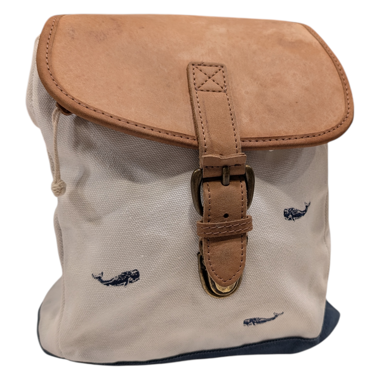 90's LL Bean Canvas Purse Boat & Tote Backpack with AOP Embroidered Whales