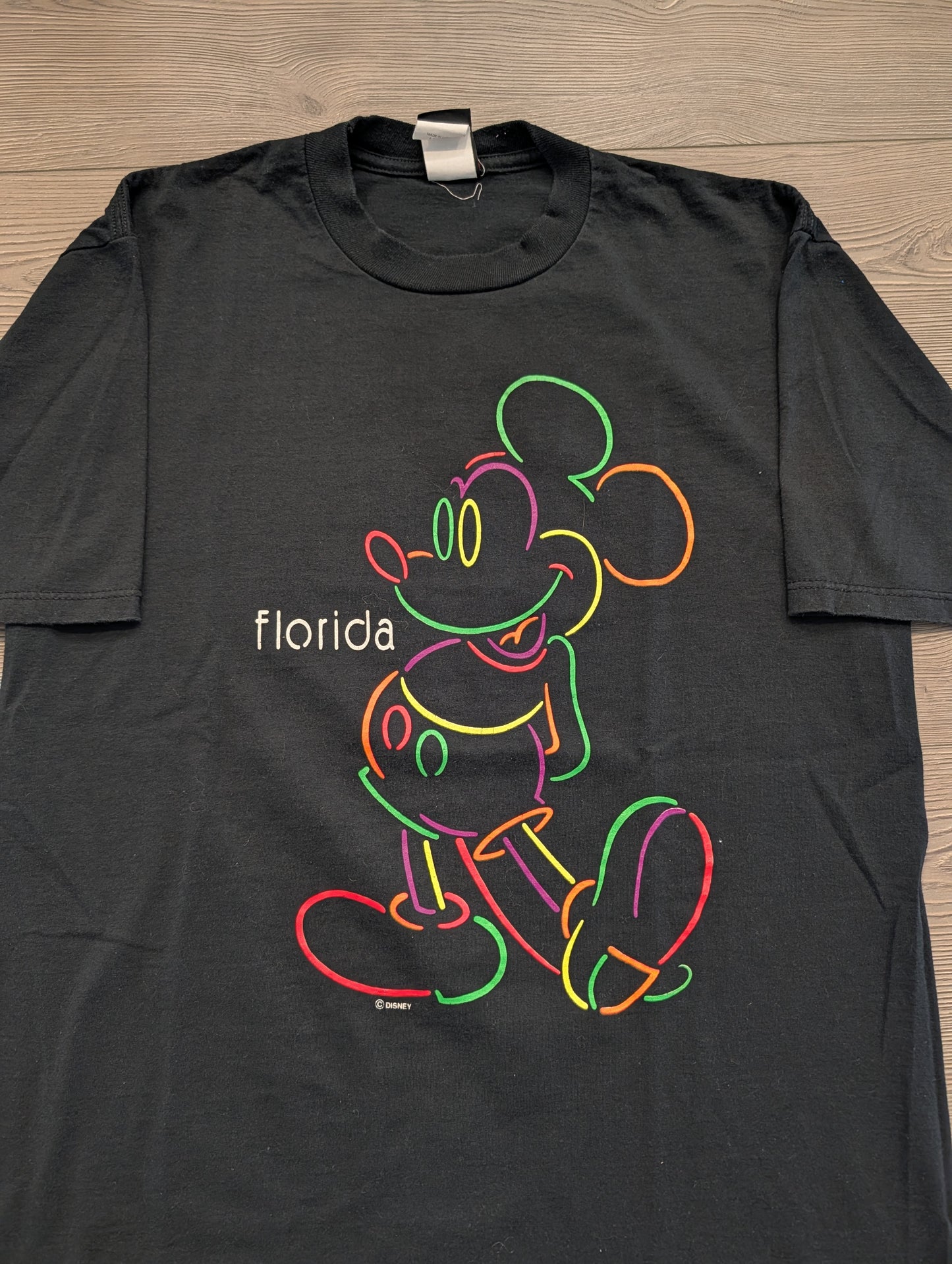 90's Neon Outlined Mickey Mouse T shirt