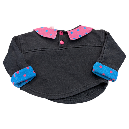 80's/90's Pink Polka Dot Denim Collared Girl Friends Sweatshirt