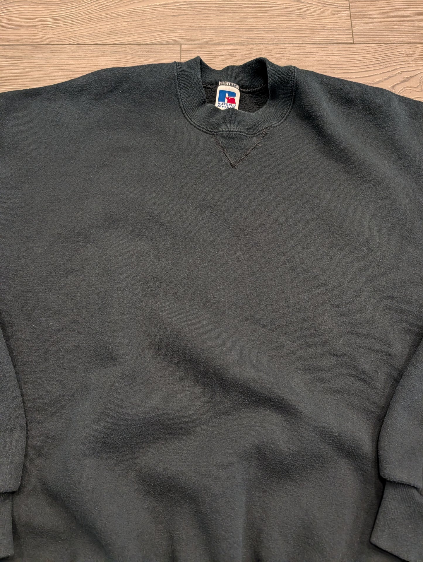 90s Black Russell Athletic Blank Double V Crewneck Sweatshirt