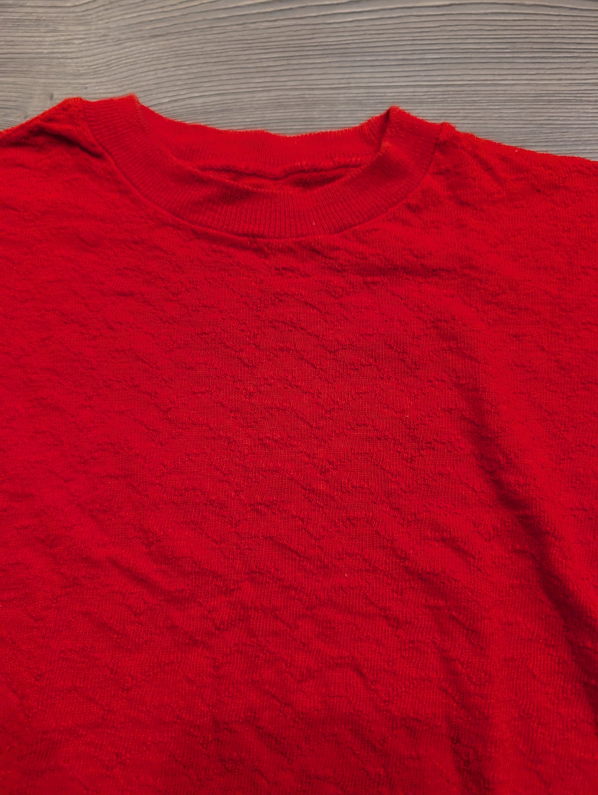 60s/70s Youth Solid Red Textured Short Sleeve T Shirt