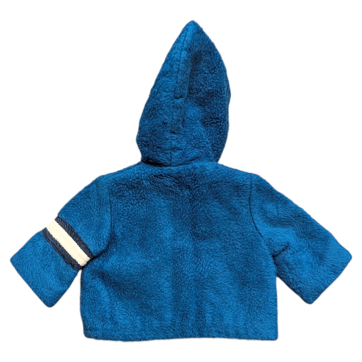 70s/80s Youth Blue Fuzzy Hooded Jacket with Embroidered Puppy