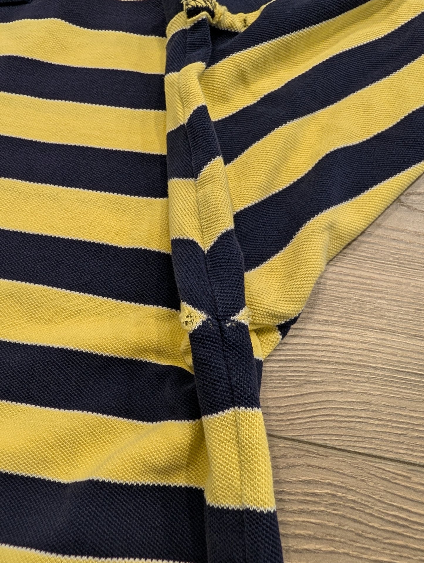 90s Ralph Lauren Polo Golf Yellow and Navy Striped Short-Sleeve Shirt