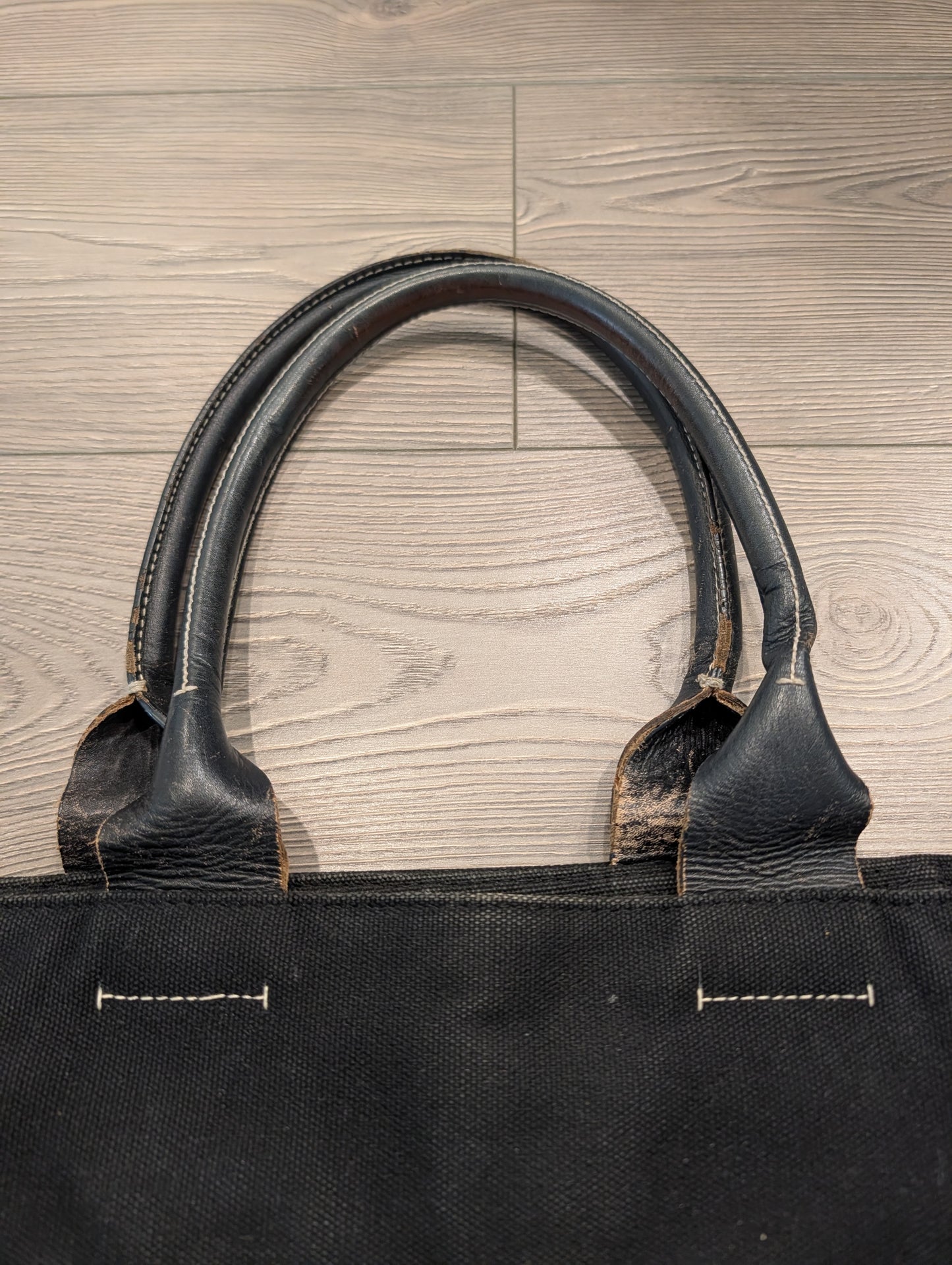 Y2K Gap Leather Strap Canvas Tote Bag