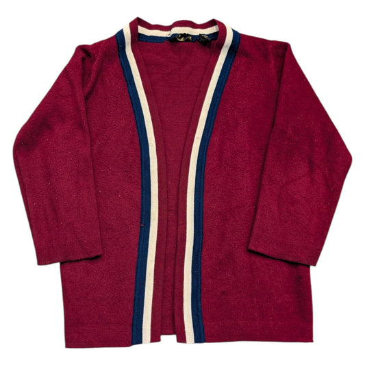 70s/80s Striped Trim Collegiate Style Cardigan Sweater