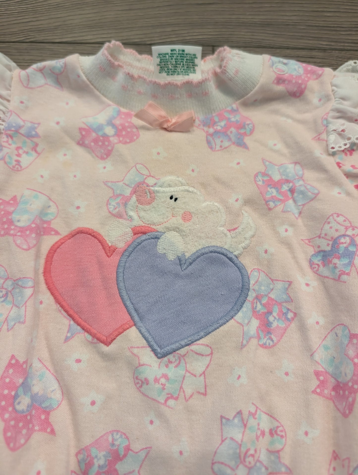 90s Youth Health-tex Puppy and Hearts One Piece