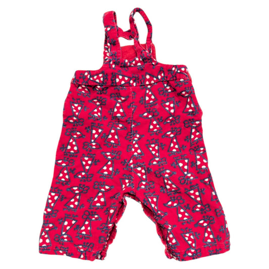 90s Youth Red Corduroy With AOP Polka-Dotted Toy Mouse Overalls