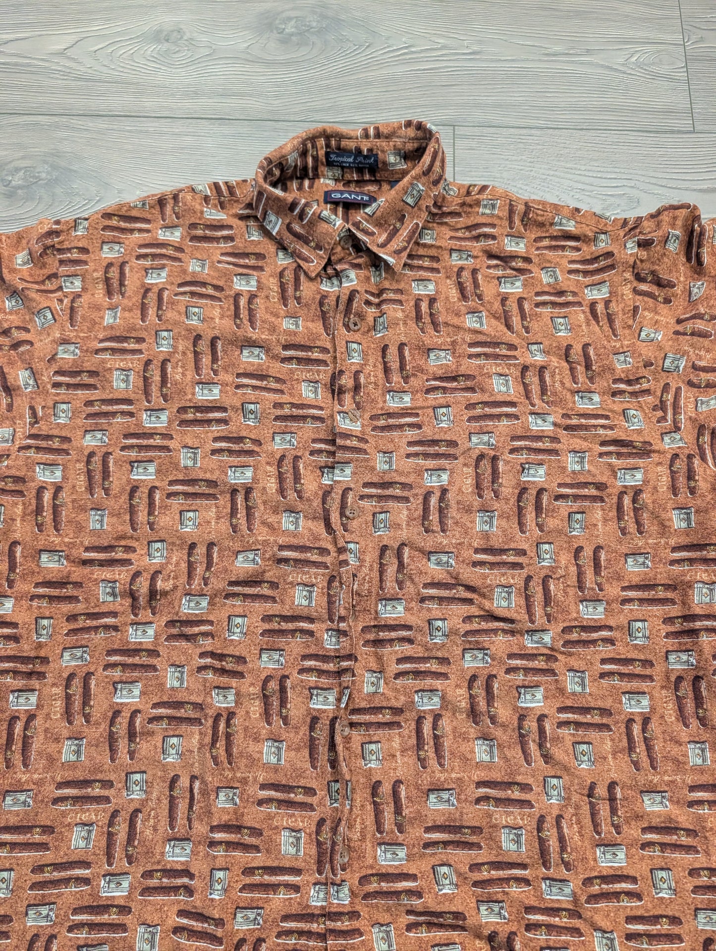 Y2K AOP Gant Cigar and Lighter Button-up Short Sleeve Shirt