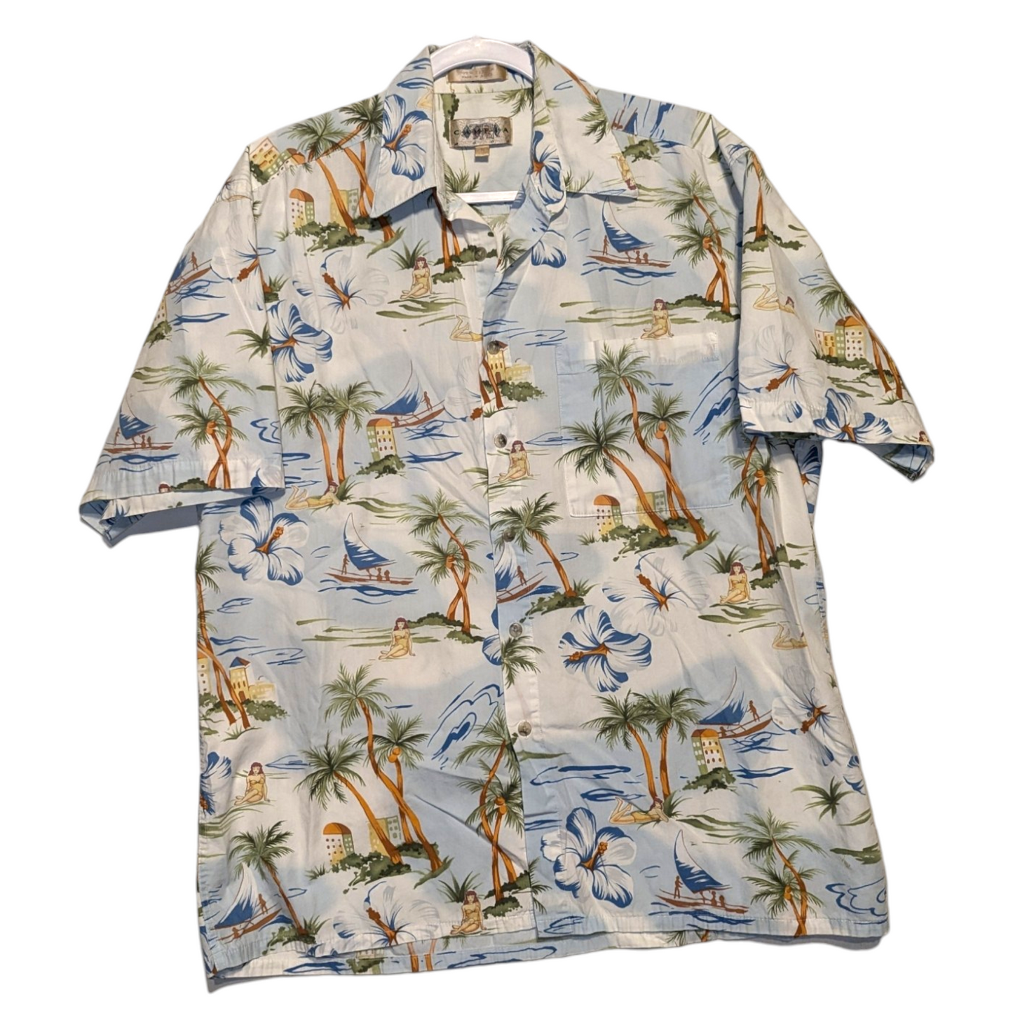 80s Hawaiian Palmtree Button Up shirt