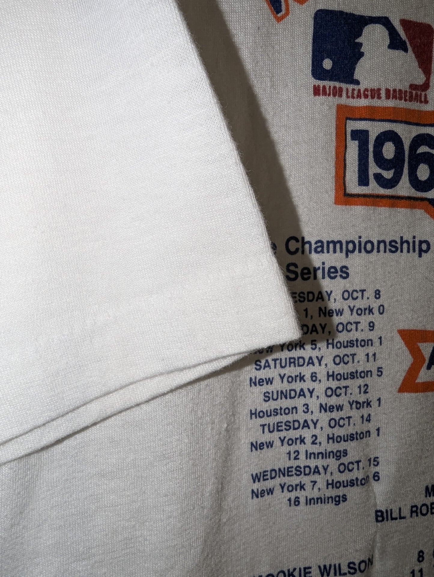 1986 NY Mets World Champions schedule t shirt