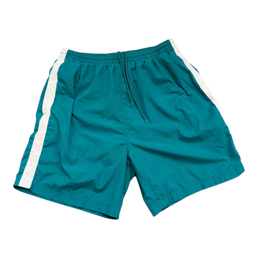 '90s Green and White Longer Athletic Shorts