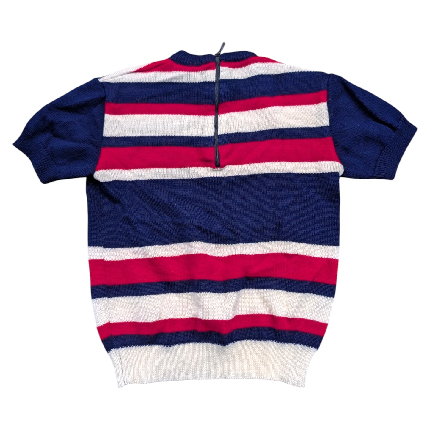 70s Youth Red White and Blue Striped Short Sleeve Knit Shirt