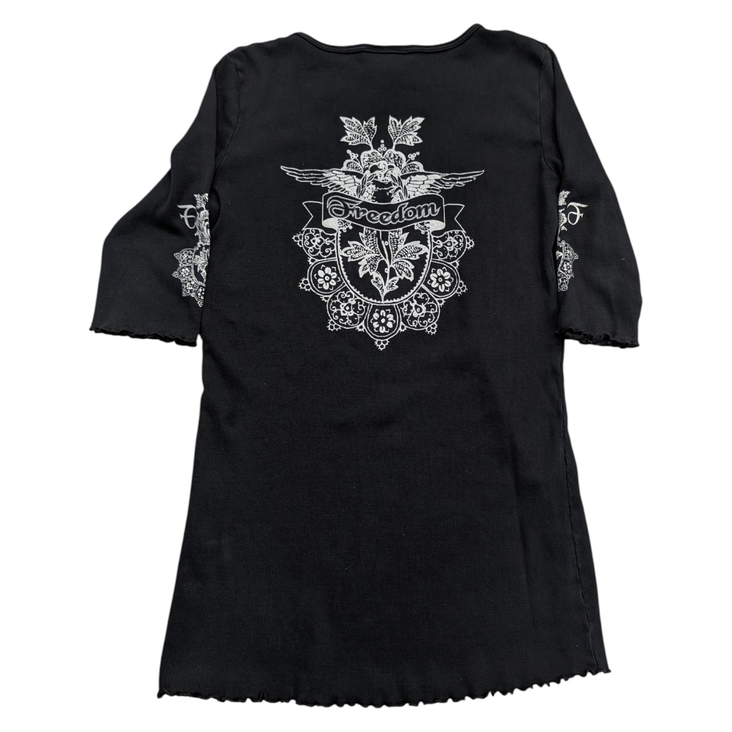 Y2K Women's True Love Rhinestone Heart 3/4 length sleeve Shirt