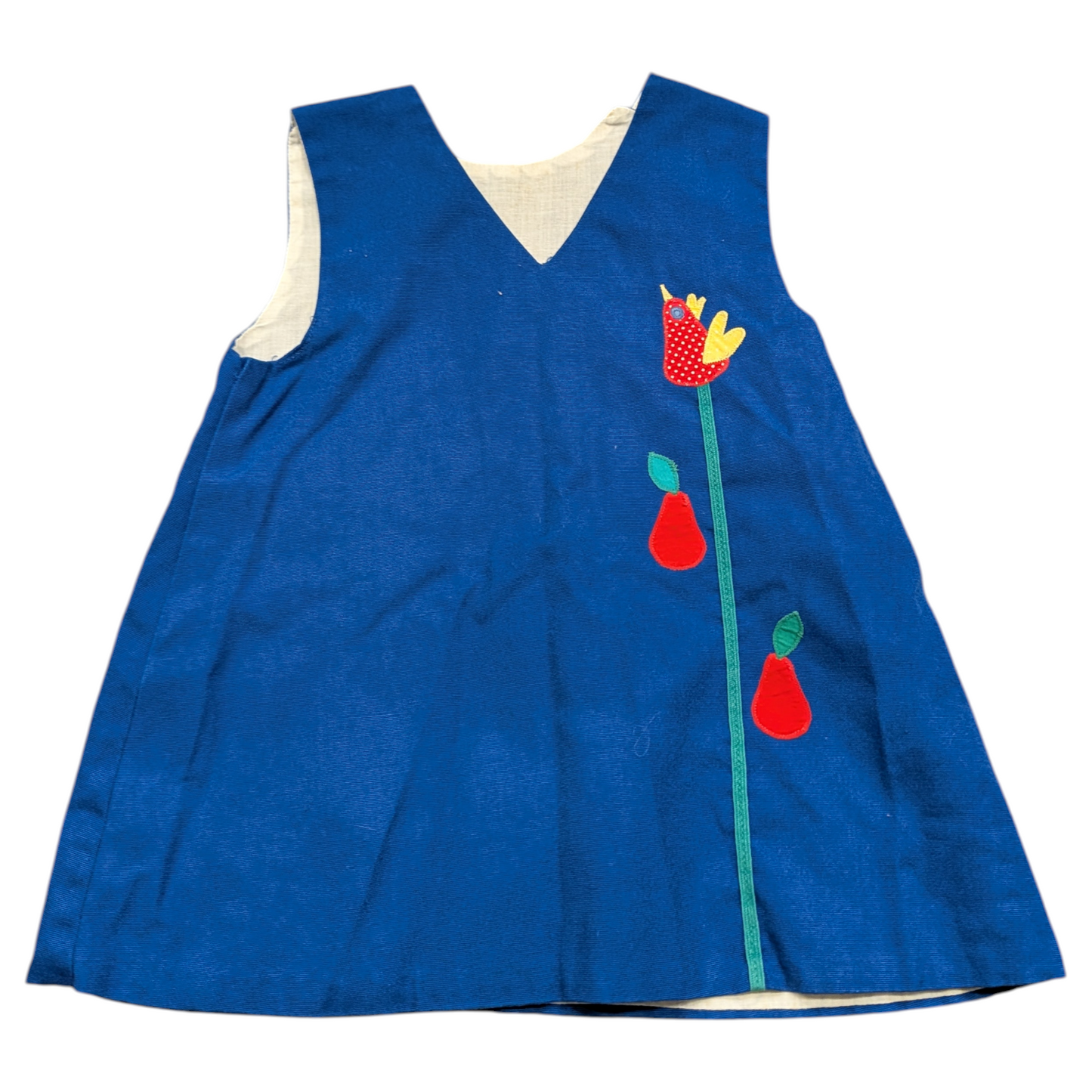 70's/80's Youth Blue Jumper with Bird on Flower