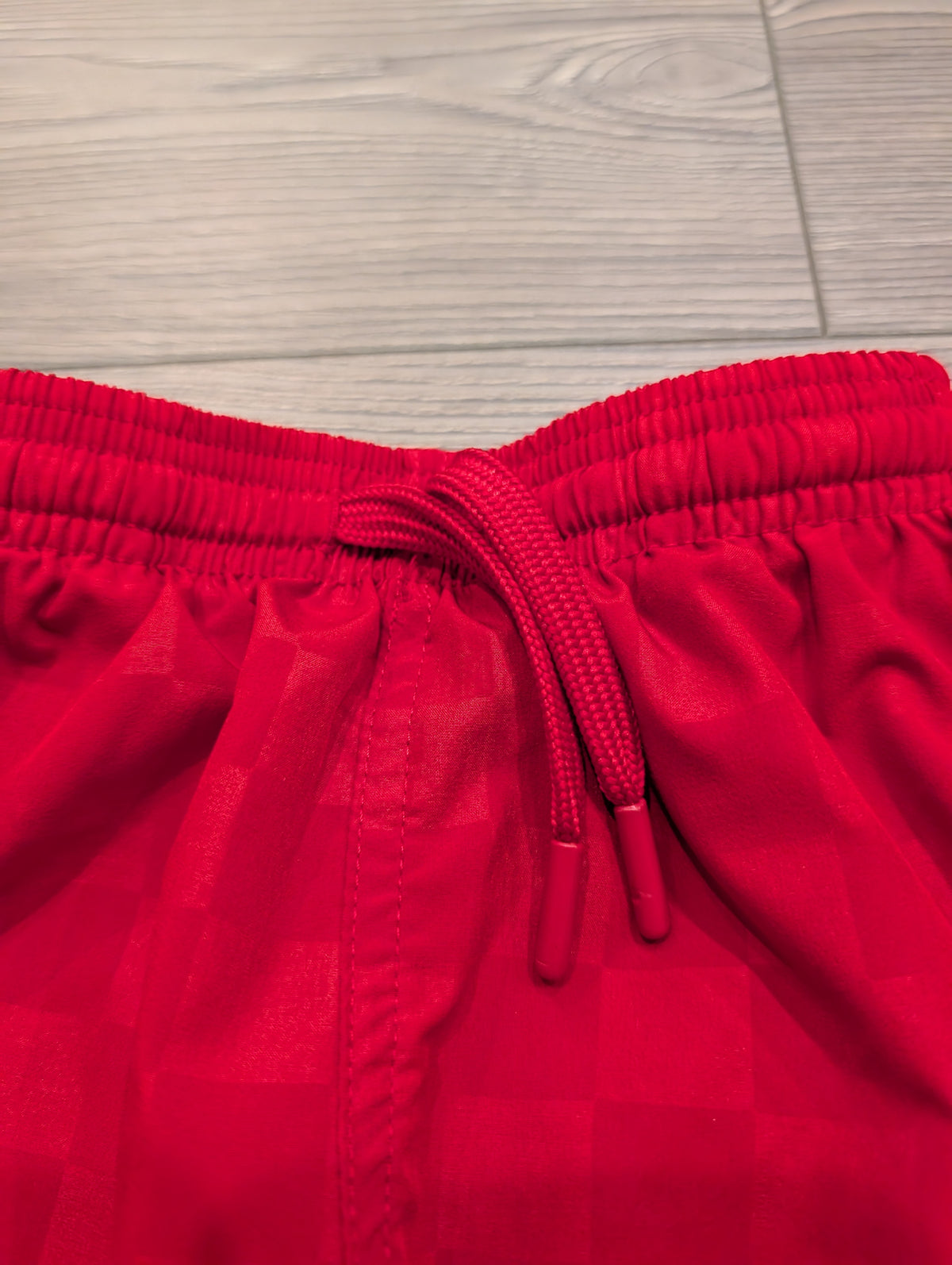 Youth Red Checkered Athletic Drawstring Shorts