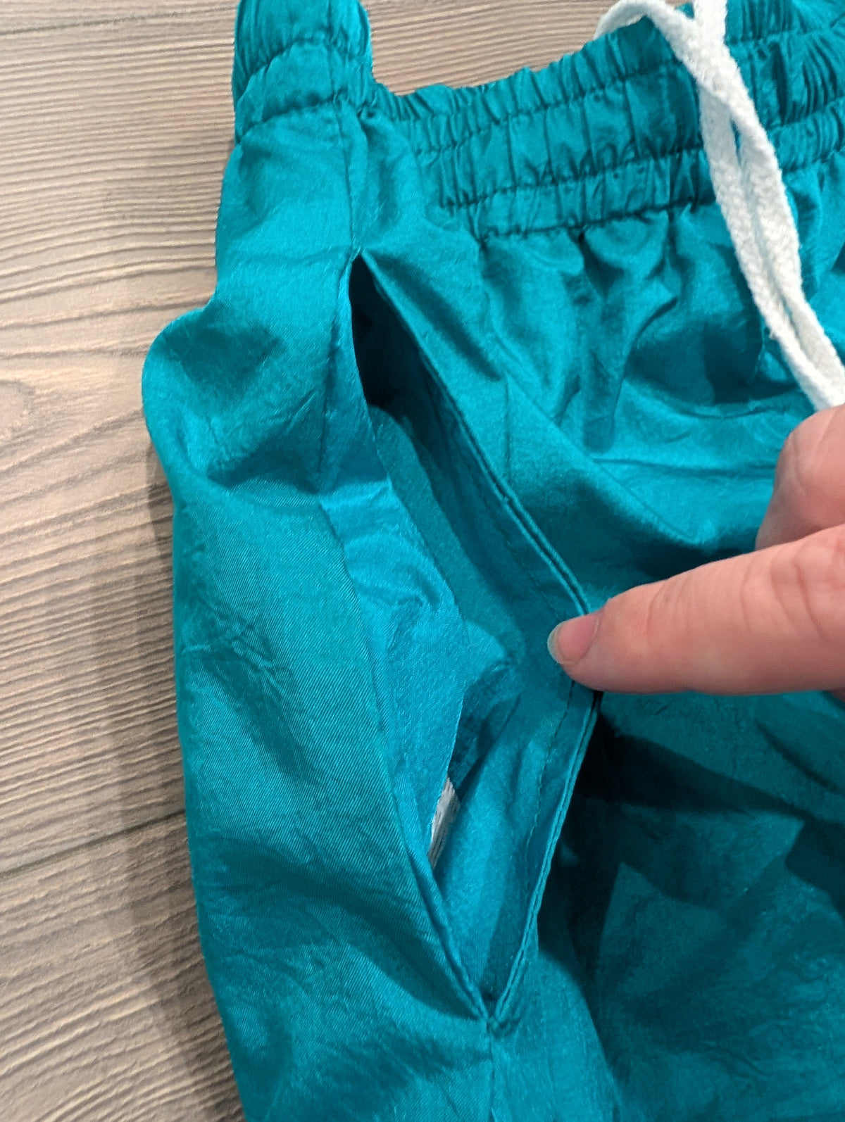 90s Youth Teal Running Pants with Color Block Leg Pants
