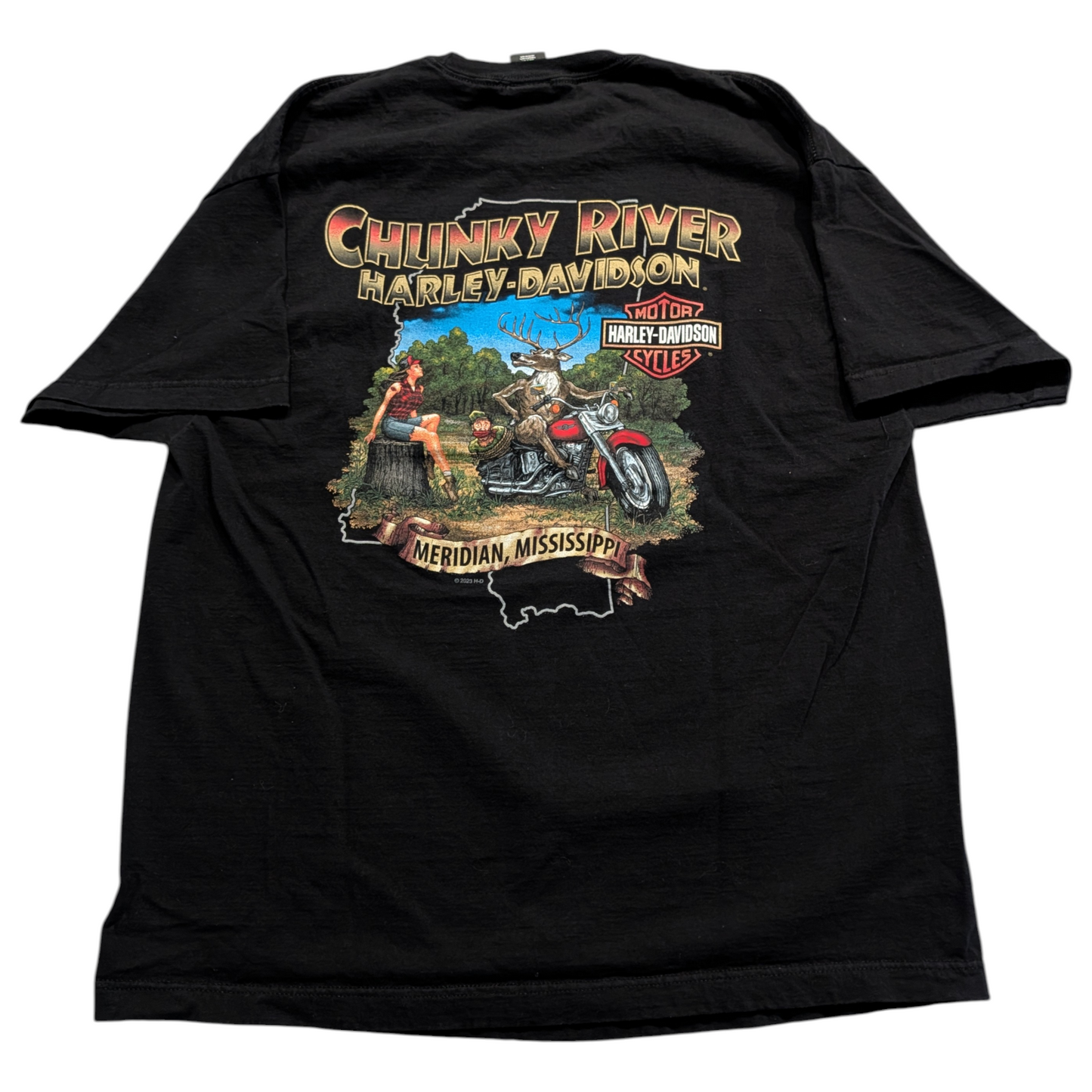 2023 Harley-Davidson Motor Cycle Chunky River Meridean Mississippi T shirt