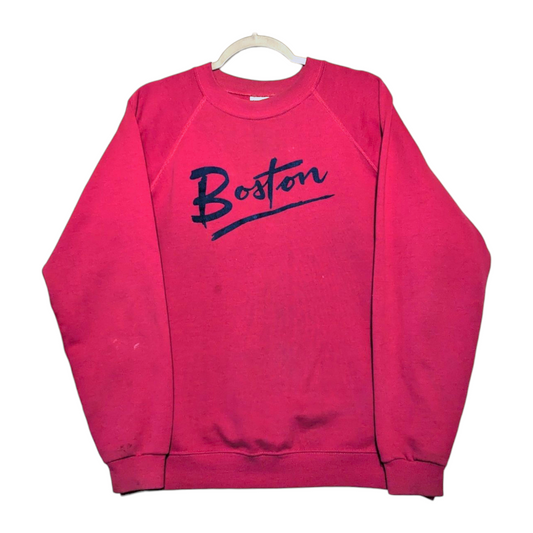 80s Pink Boston Crewneck Sweatshirt