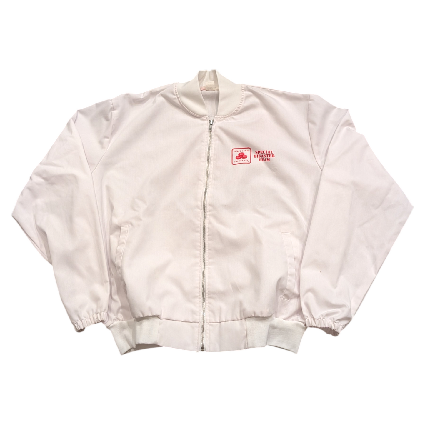 '70s State Farm Insurance Special Disaster Team White Full Zip Jacket