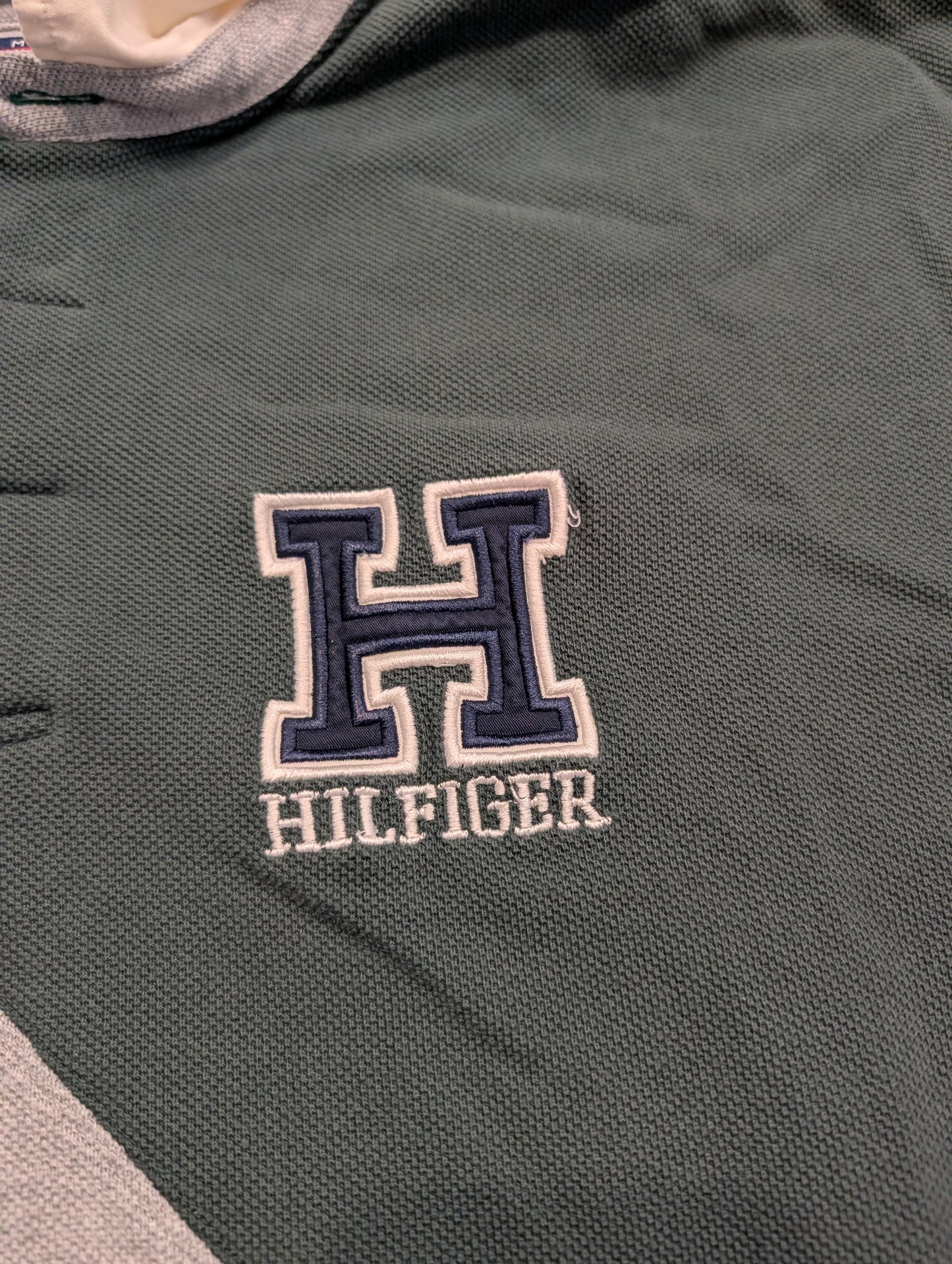 90s Tommy Hilfiger Textured Block Colored Long Sleeve Polo Shirt