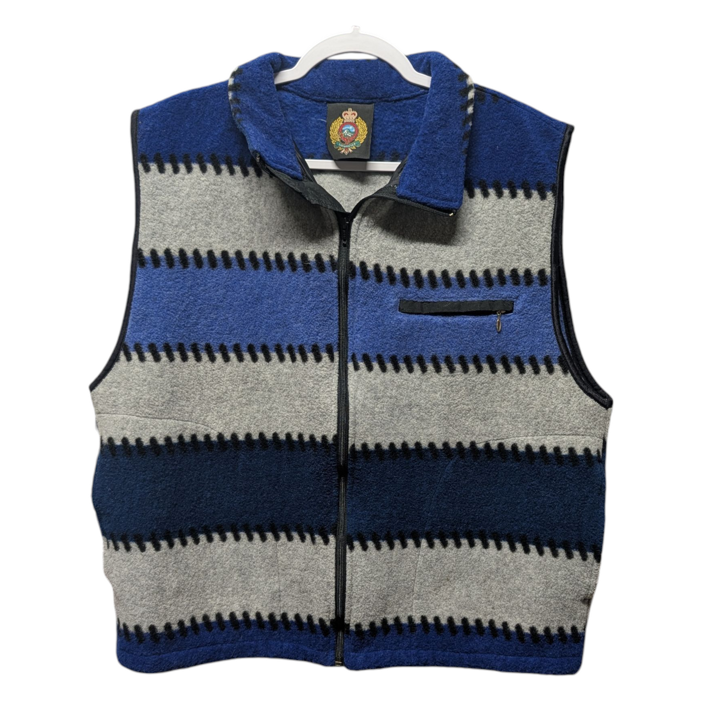 90s Sunbuster Abstract Pattern Fleece Zip Up Vest